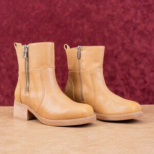 Blondo Women Carmine Banana Leather Zip Waterproof Moto Ankle Boots sz 8